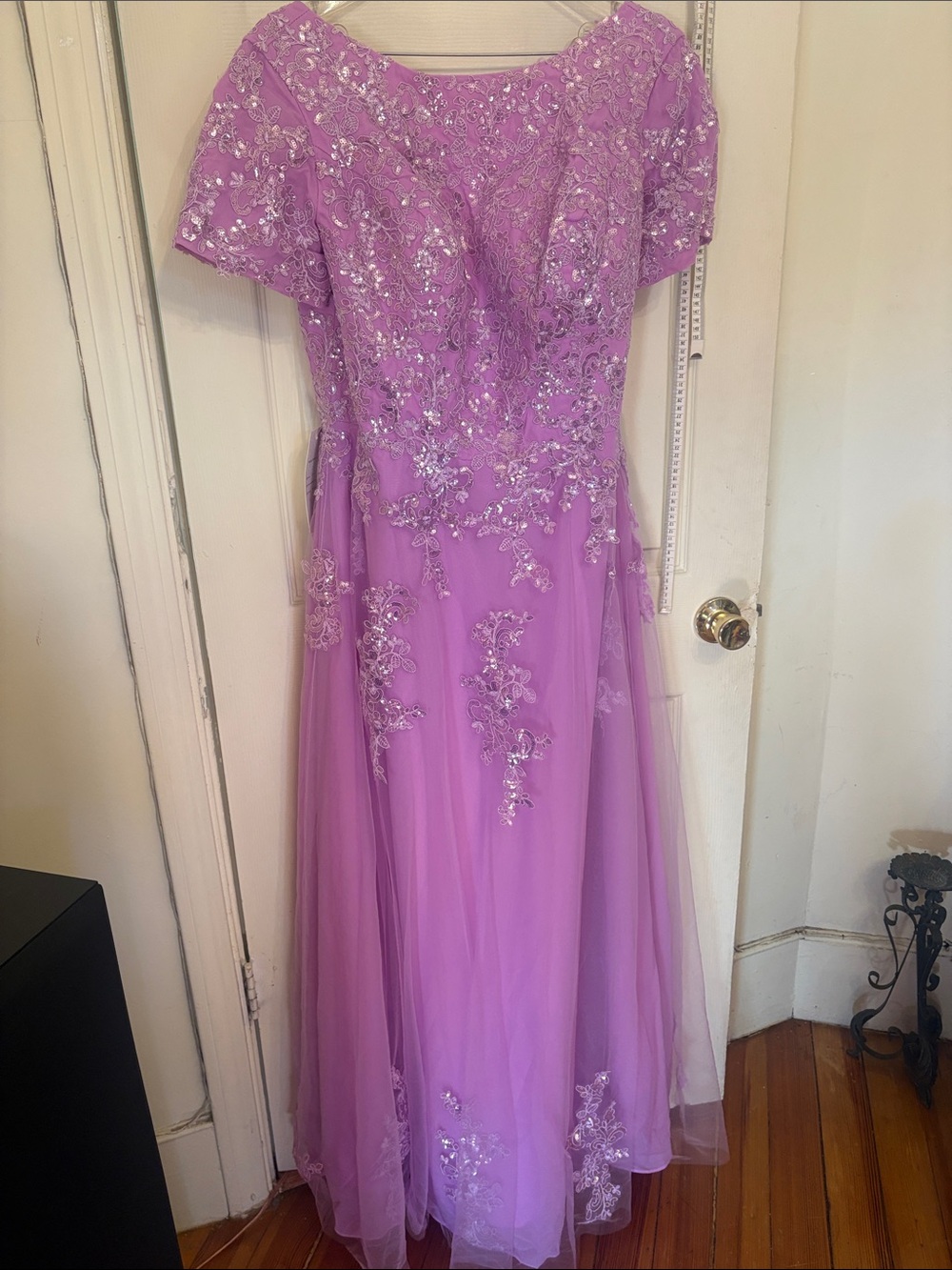Elegant Lavender Embroidered Evening Dress